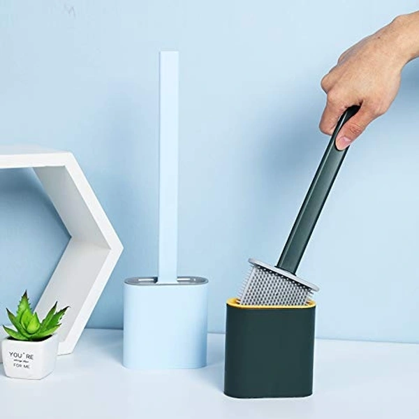 SILICONE TOILET BRUSH WITH HOLDER STAND FOR BATHROOM CLEANING