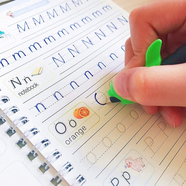 Magic Practice Copybook Set – 4 Reusable Handwriting Books + 10 Refills + 1 Pen + 1 Grip | Number & Letter Tracing for Kids, Calligraphy & Writing Practice
