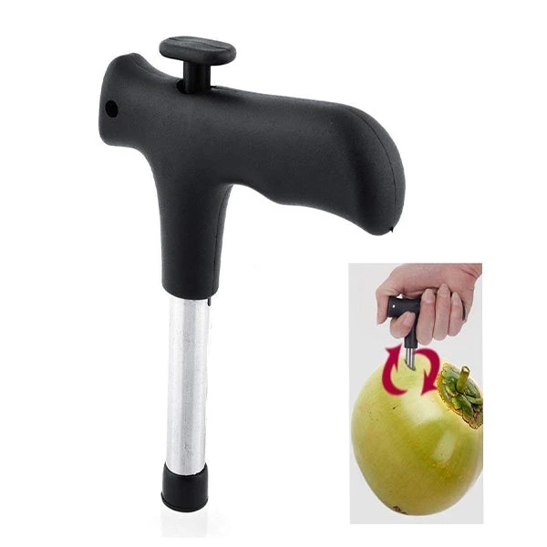 PREMIUM QUALITY STAINLESS STEEL COCONUT OPENER TOOL/DRILLER WITH COMFORTABLE GRIP