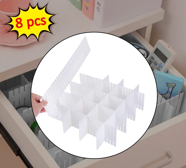 ADJUSTABLE DRAWER DIVIDERS ORGANISER SEPARATOR 8 PCS
