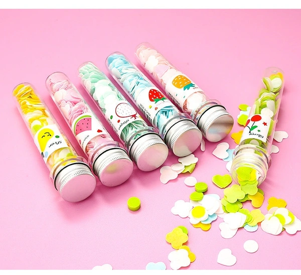 PORTABLE HAND WASHING BATH FLOWER SHAPE PAPER SOAP STRIPS IN TEST TUBE BOTTLE