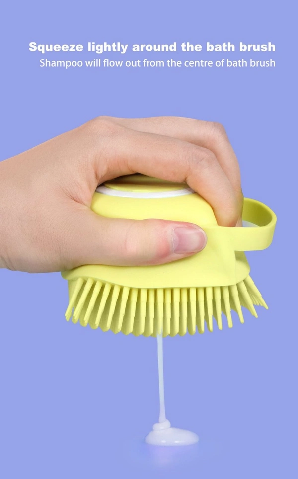 Bath Body Brush with Shampoo Dispenser for Women – Soft Silicone Bristles Palm Body Massage Brush, Back Scrubber for Exfoliating & Deep Cleaning