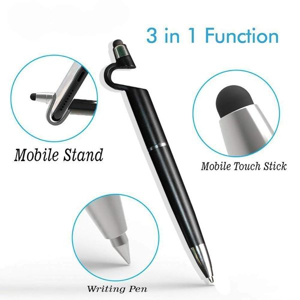 3 IN 1 BALLPOINT FUNCTION STYLUS PEN WITH MOBILE STAND