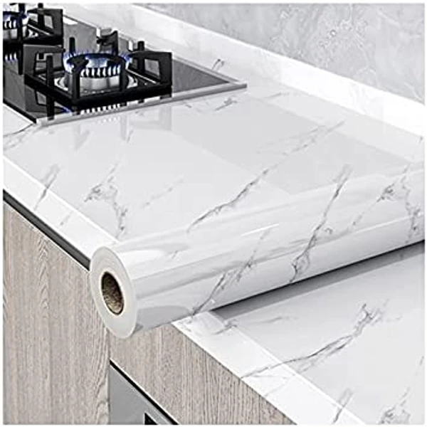 WHITE MARBLE FOIL (60*200) Oil-Proof Waterproof Self Adhesive PVC