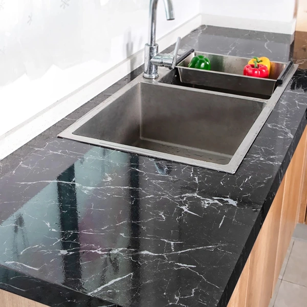 Black Marble Peel and Stick Wallpaper – 60"x200" Waterproof Vinyl Contact Paper for Countertops, Cabinets, Walls & Furniture Renovation