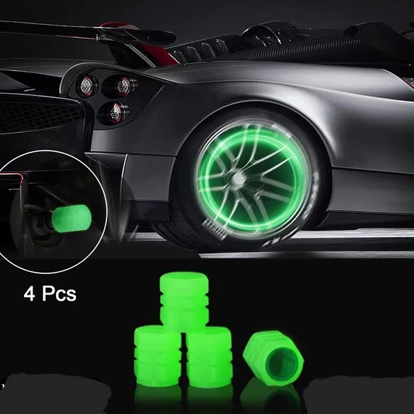 Tyre Valve Caps Luminous Glow Car Tire Air Stem Valve Cap Covers ( 4 Pcs )