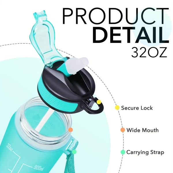 Motivational Water Bottle 1L – Reusable, BPA-Free, Leak-Proof, Time Tracker for Gym & Office – SKVWORLD
