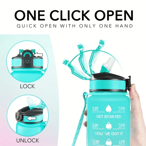Motivational Water Bottle 1L – Reusable, BPA-Free, Leak-Proof, Time Tracker for Gym & Office – SKVWORLD