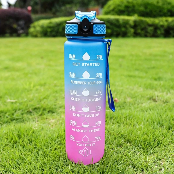 Motivational Water Bottle 1L – Reusable, BPA-Free, Leak-Proof, Time Tracker for Gym & Office – SKVWORLD