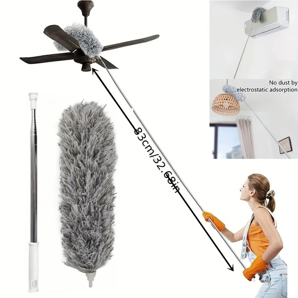 Extendable Microfiber Duster – Bendable, Lightweight, and Washable with Telescoping Pole for High Ceilings, Fans, and Hard-to-Reach Areas