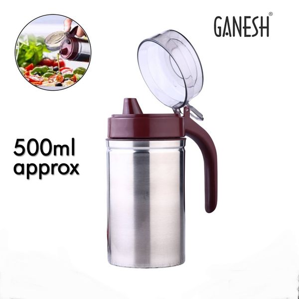 8126 OIL DISPENSER STAINLESS STEEL WITH SMALL NOZZLE 500ML OIL CONTAINER.