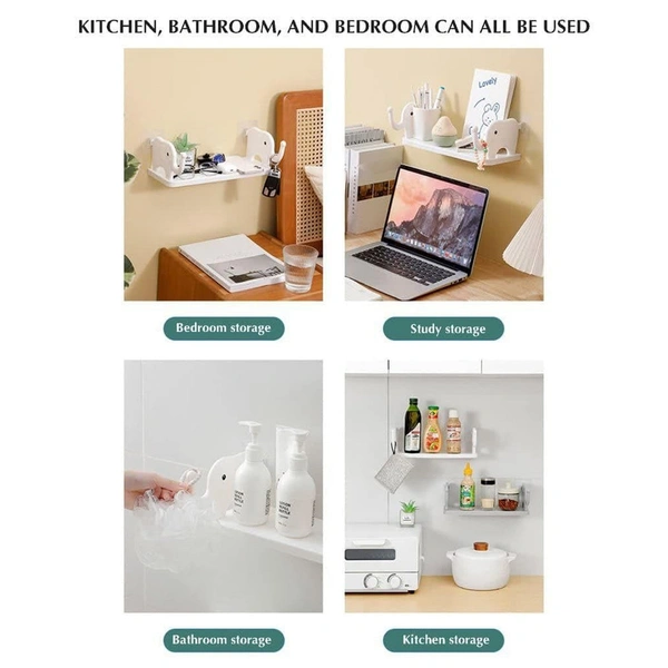 MULTIFUNCTIONAL ELEPHANT SHAPED STORAGE SHELF, NO PUNCHING WALL MOUNTED MINI STORAGE RACK