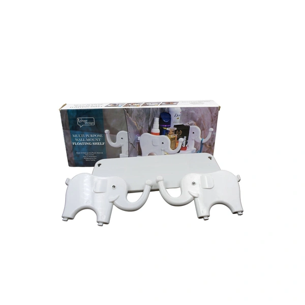 MULTIFUNCTIONAL ELEPHANT SHAPED STORAGE SHELF, NO PUNCHING WALL MOUNTED MINI STORAGE RACK