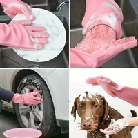 Reusable Silicone Scrubbing Gloves with Built-In Brush – Multi-Purpose Cleaning for Dishwashing, Kitchen, Bathroom, Pet Care & Car Wash (Multicolor) | SKVWORLD