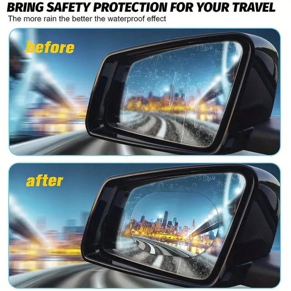 SKVWORLD Car Rearview Mirror Rainproof Film – Anti-Fog, Waterproof & Clear Vision Protection | Universal Auto Sticker for Safe Driving in All Weather