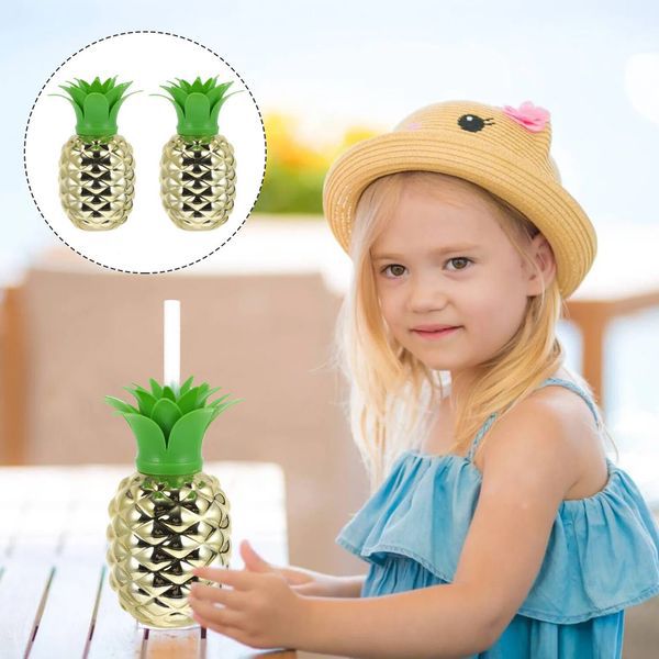 PINEAPPLE CUPS WITH STRAW With Brown Box (1Pc)