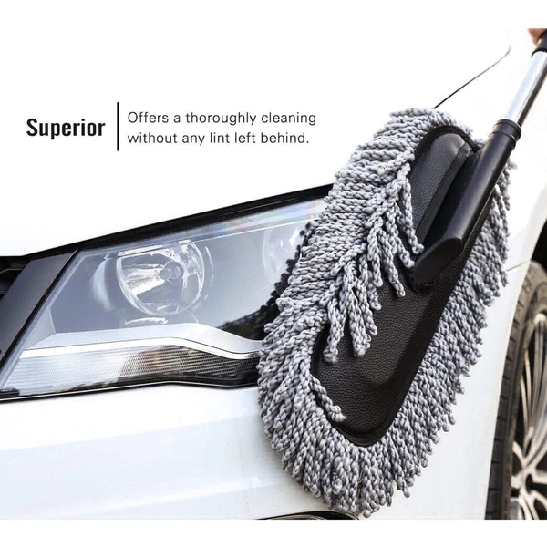 CAR DUSTER, LONG RETRACTABLE / SOFT / NON-SLIP / HANDLE MULTIPURPOSE MICROFIBER WASH BRUSH