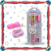 CUTE RABBIT BEAR DRAWING GRAPHITE WRITING PENCIL SET WITH PENCIL SHARPENER & ERASER(14 Pcs Set)