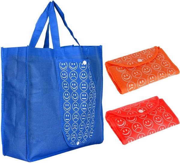 Folding Smiley Bags with Button and Good Material and Stitching
