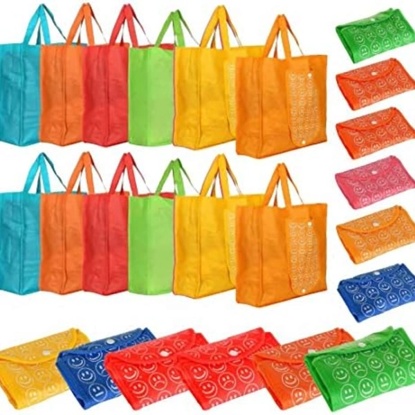  Reusable & Foldable Shopping Bags – Eco-Friendly, Multi-Color | Perfect for Personal Use & Return Gifts 🎁