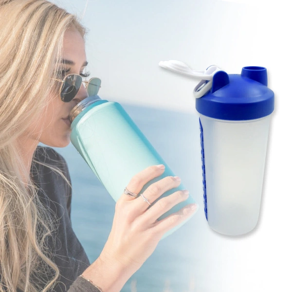 2 IN1 PILL SHAKER CUP VITAMIN HOLDER WATER BOTTLEWORKOUT SHAKER FITNESS PP BRACKET PORTABLE (600 ML)