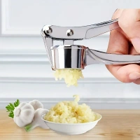 Garlic Press Mincer | Stainless Steel Garlic Crusher & Chopper | 3-in-1 Multifunctional Kitchen Gadget | Garlic Grater, Nut Cracker & Bottle Opener