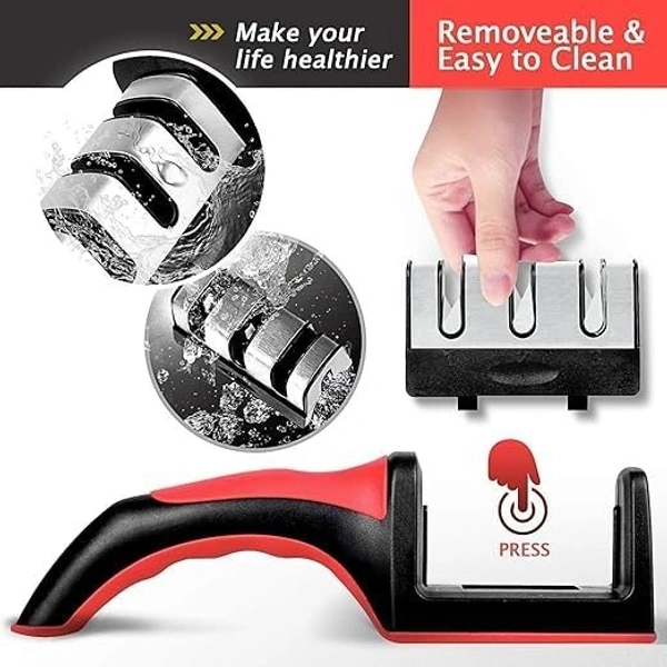 SKVWORLD Compact Knife Sharpener Tool – Precision Sharpening for Small Kitchen Knives | Professional Blade Honing for Home & Chef Use | Stylish Red Design