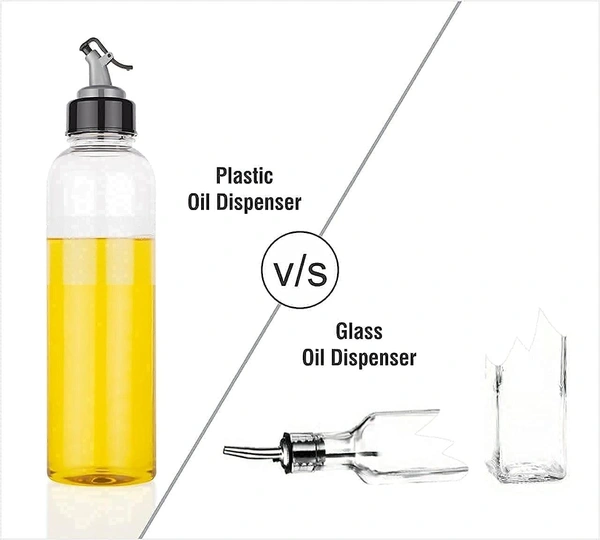Plastic 1 litres Oil Dispenser for Cooking, Easy Flow Oil and Vinegar Bottle, Oil Pourer, Liquid Dispenser, Transparent, Unbreakable (pack of 1)