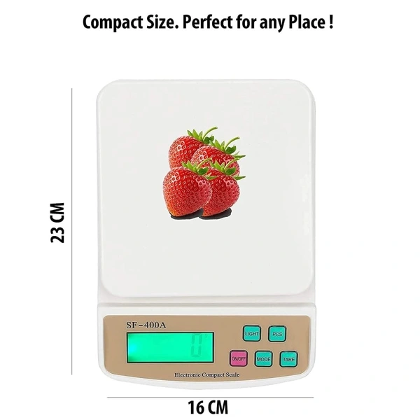SKVWORLD Digital Kitchen Weighing Scale – SF 400A | 10kg Multi-Purpose Electronic Weight Machine with Tare Function| High-Precision Food, Baking & Parcel Scale | LCD Display | Battery 