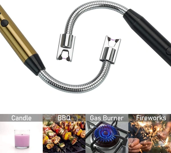 Rechargeable Electric Gas Lighter for Kitchen, Pooja Room, Candles, BBQ, Cigars, Multi Purpose - 360 Degree Flexible & Windproof