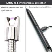 Rechargeable Electric Gas Lighter for Kitchen, Pooja Room, Candles, BBQ, Cigars, Multi Purpose - 360 Degree Flexible & Windproof