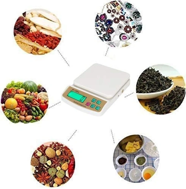 SKVWORLD Digital Kitchen Weighing Scale – SF 400A | 10kg Multi-Purpose Electronic Weight Machine with Tare Function| High-Precision Food, Baking & Parcel Scale | LCD Display | Battery 