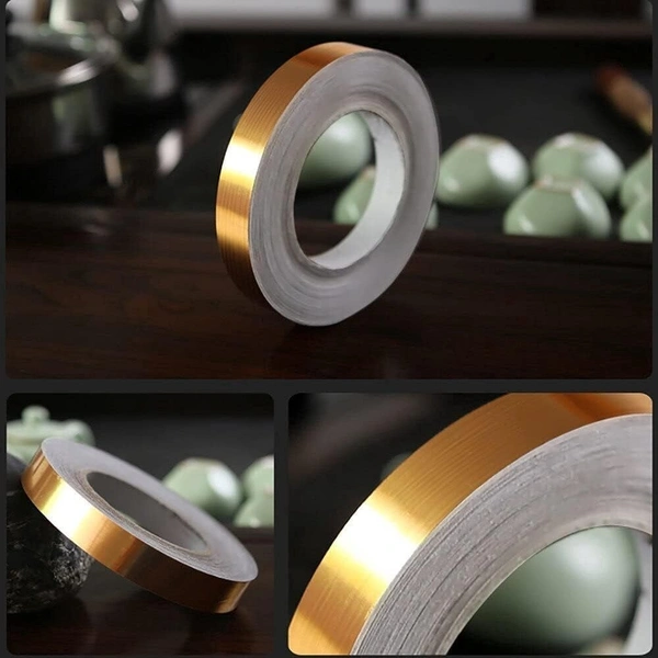 Self-Adhesive Golden Tape for Tiles & Gaps – Waterproof Decorative Sealing Strip for Home, Kitchen & Cabinets – SKVWORLD