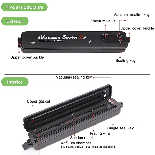 Vacuum Sealer Machine, Automatic Fresh Food-Sealer, Vacuum Packing Machine For Fruits, Preservatives | Airtight Sealing Machine For Food