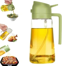 2-in-1 Oil Dispenser & Mist Spray Bottle | 500ml Leakproof Glass Oil Sprayer for Cooking, Baking, Air Fryer, Salad, Frying, Vinegar & More