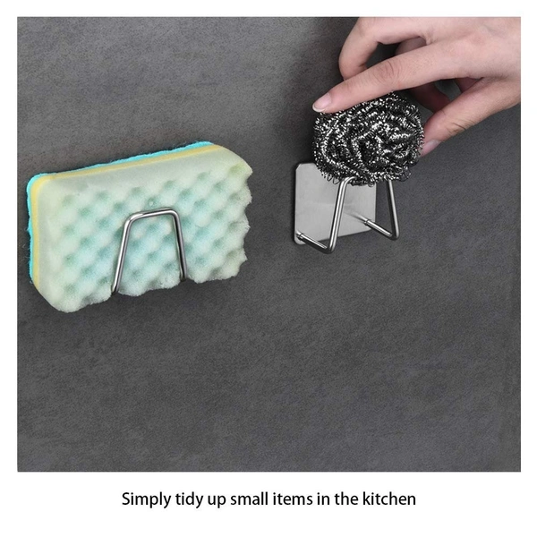 Stainless Steel Adhesive Sponge Holder – Quick-Drying & Waterproof Sink Caddy for Kitchen & Bathroom | SKVWORLD