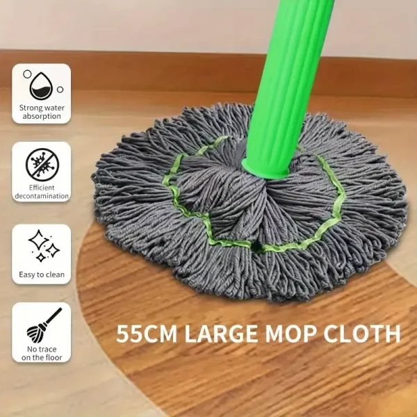 Hands-Free Rotating Self-Twist Mop | 360° Spin Mop for Wet & Dry Cleaning | 1-Second Squeeze, Super Absorbent & Decontaminating Microfiber Mop for Home, Kitchen, Bathroom & Floor Cleaning