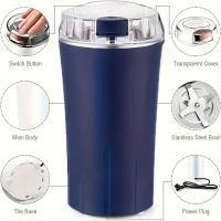 One-Touch Electric Stainless Steel Grinding Machine | High-Powered Coffee, Spice & Nut Grinder | Portable & Easy-to-Use Kitchen Essential