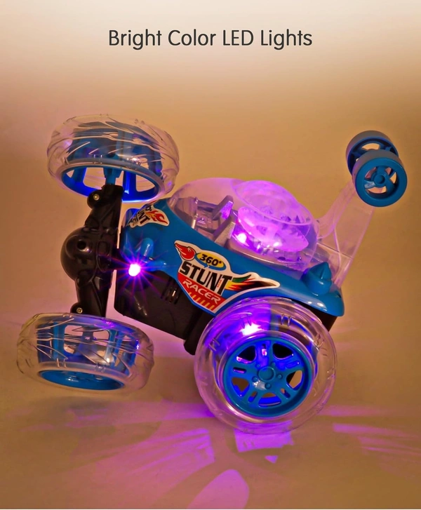 360° Rotating RC Stunt Car – Rechargeable Remote Control Car with Lights & Music, Off-Road Drift & Jumping Vehicle for Kids