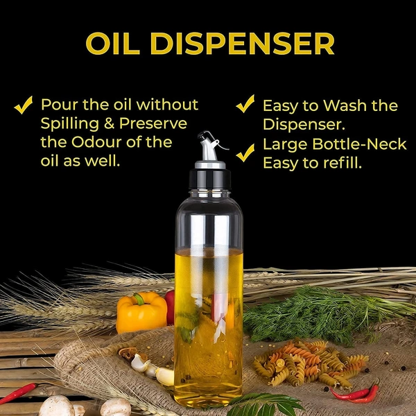 Plastic 1 litres Oil Dispenser for Cooking, Easy Flow Oil and Vinegar Bottle, Oil Pourer, Liquid Dispenser, Transparent, Unbreakable (pack of 1)