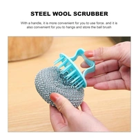 Kitchen Round Dish Sponges | Multi-Purpose Scourer Cleaning Ball with Handle | Scrubber Sponge Pads for Pot, Pan & Dishwashing | SKVWORLD 