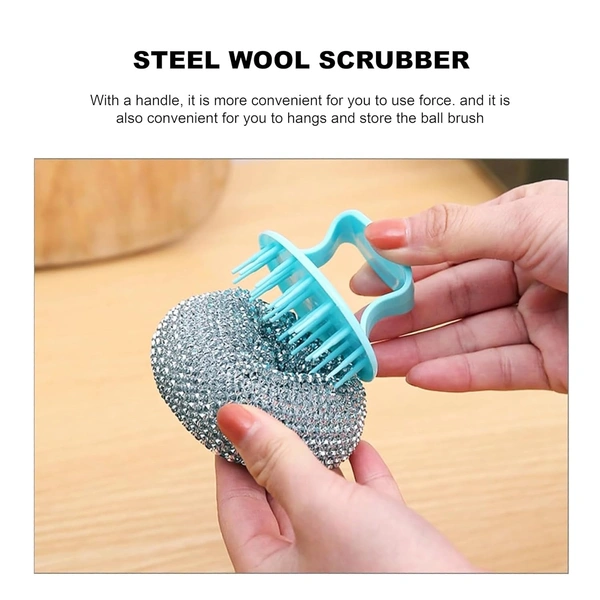 Kitchen Round Dish Sponges | Multi-Purpose Scourer Cleaning Ball with Handle | Scrubber Sponge Pads for Pot, Pan & Dishwashing | SKVWORLD 