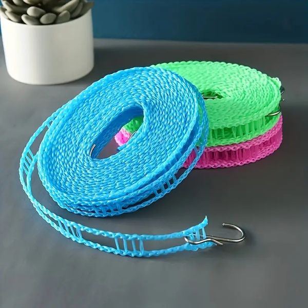 CLOTHESLINE DRYING NYLON ROPE WITH HOOKS