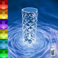 Crystal Touch Night Light – Rose Diamond Table Lamp with 16 Colours, Remote Control, USB Rechargeable, Romantic Home Décor for Bedroom & Living Room