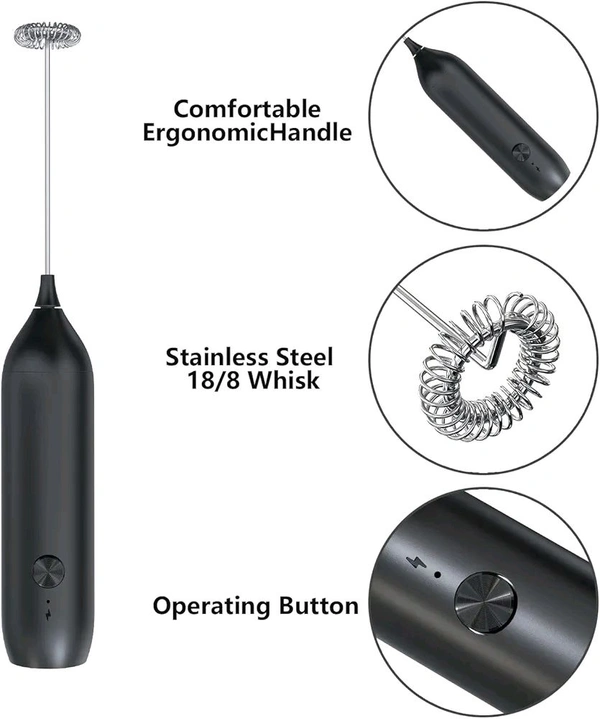 Kedar Handheld Electric Milk Frother – Stainless Steel Whisk, USB Rechargeable, for Coffee & Hot Chocolate