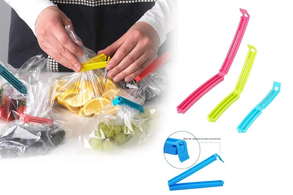 PLASTIC SNACK BAG CLIP SEALER SET (18 PCS, MULTICOLOUR) Premium Quality