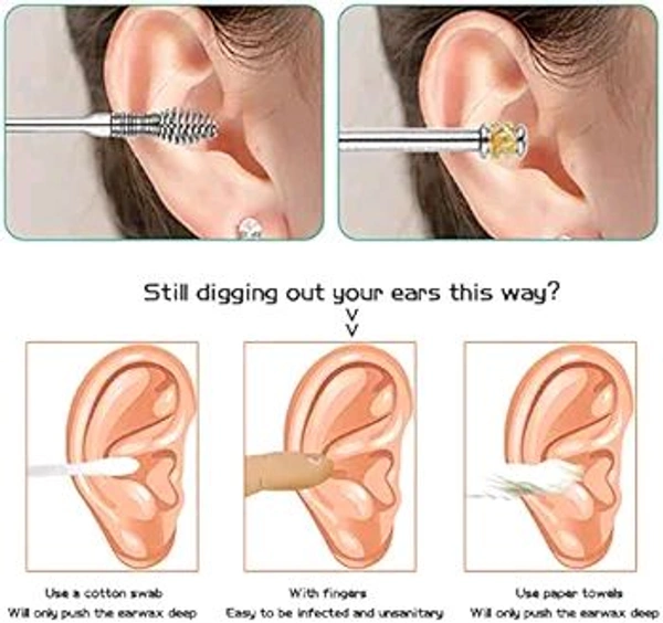 6-IN-1 EAR WAX CLEANER- RESUABLE EAR CLEANING TOOLS LEATHER POUCH