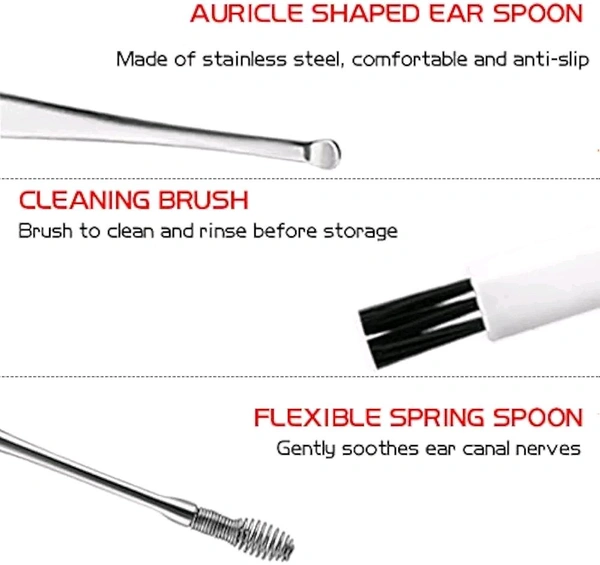 6-IN-1 EAR WAX CLEANER- RESUABLE EAR CLEANING TOOLS LEATHER POUCH