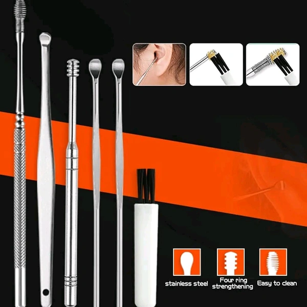 6-IN-1 EAR WAX CLEANER- RESUABLE EAR CLEANING TOOLS LEATHER POUCH