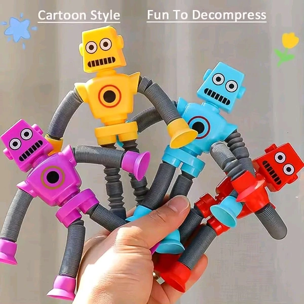 Suction Cup Robot Toy,Sensory Pop Tubes for Toddlers, Fidget Toys for 3 4 5 6 7 8 9 Year Old Boys & Girls,Imaginative Play & Stimulating Creative Learning Toys
